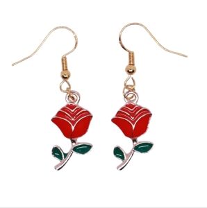 Handmade rose‎ earrings
